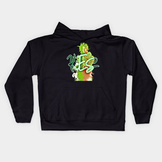 Kiwi hibiscus fire Kids Hoodie by ericbear36